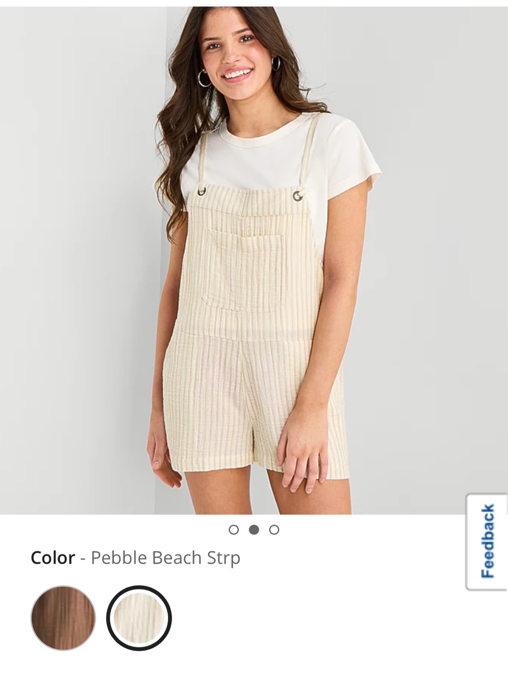 Arizona Jean Co Striped Short Overalls Romper Juniors L NWT